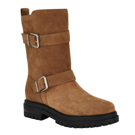 Жіночі замшеві чоботи Galivan Calvin Klein з ремінцями 37 (6,5 US) 24 см Коричневий 1159851280