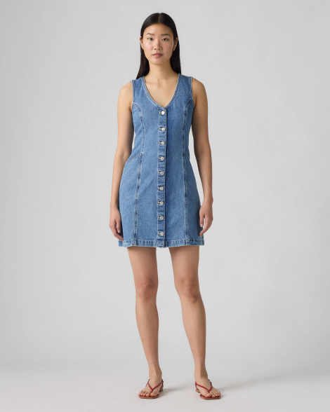 Джинсова міні-сукня Levi's сарафан 1161576049 (Блакитний M)