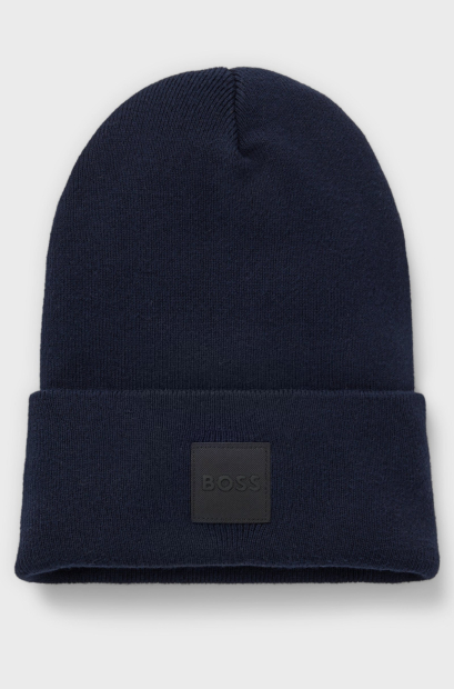 Вязаная шапка бини Hugo Boss с логотипом 1159840431 (Синий One size)