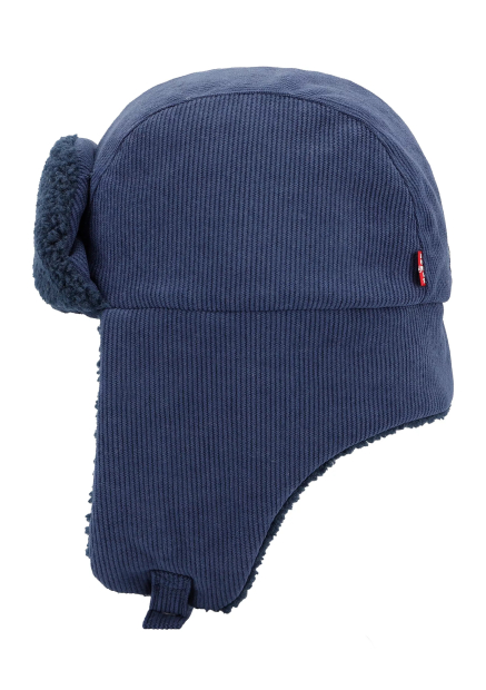 Мужская вельветовая шапка-ушанка Levi's с экомехом 1159843149 (Синий S/M)