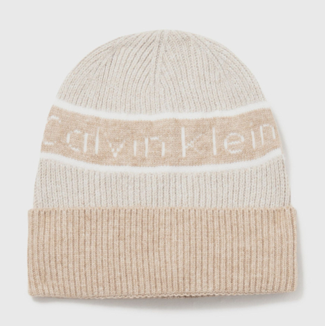 Женская вязаная шапка Calvin Klein 1159843612 (Бежевый One size)