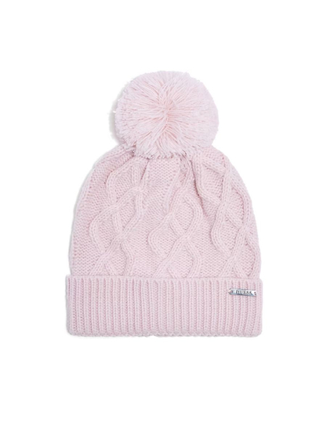 Женская вязаная шапка Guess с помпоном 1159844194 (Розовый One size)