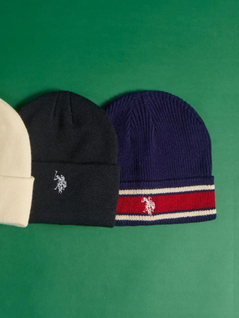 Вязанная шапка бини U.S. Polo Assn с вышитым логотипом 1159853058 (Синий One size)