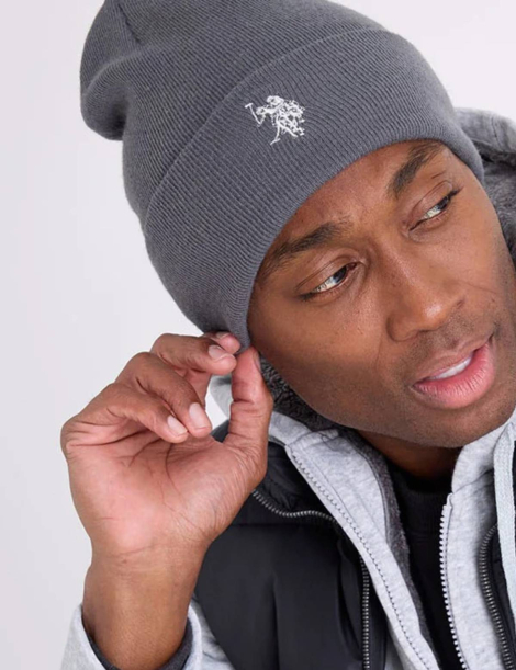 Шапка бини U.S. Polo Assn с вышитым логотипом 1159853072 (Серый One size)