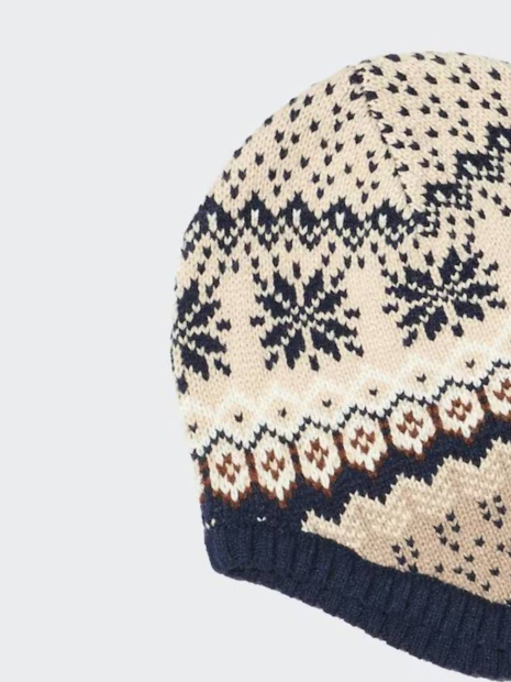 В'язана шапка-біні UNIQLO HEATTECH з вушками 1159854807 (Синій/Бежевий One size)