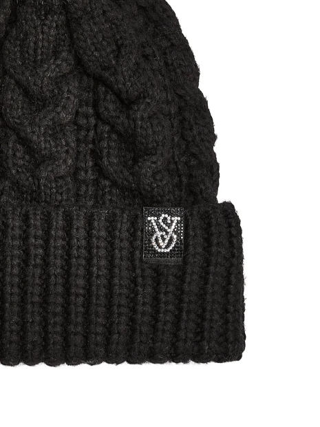 В'язана шапка Victorias Secret з помпоном 1159856977 (Чорний One size)