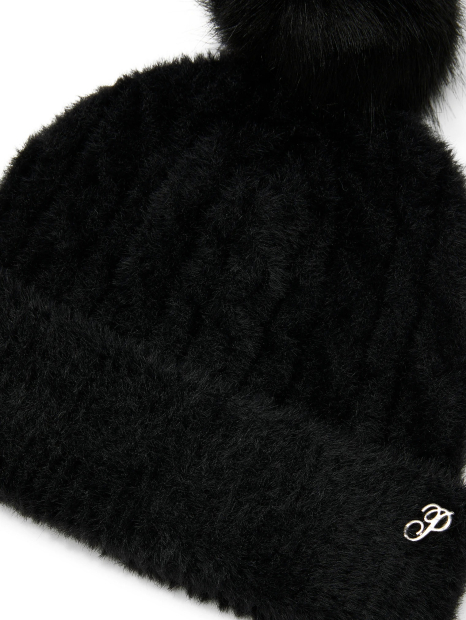 Жіноча шапка Victoria's Secret Pink з хутряним помпоном 1159857108 (Чорний One size)
