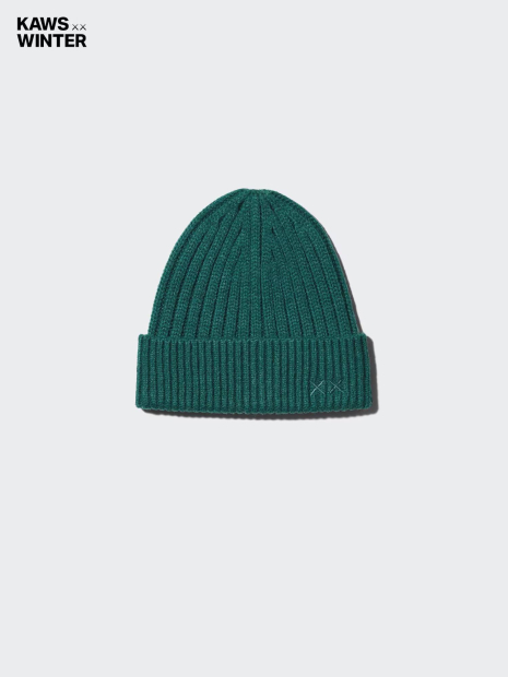 Вязаная шапка UNIQLO KAWS HEATTECH 1159859389 (Зеленый One size)