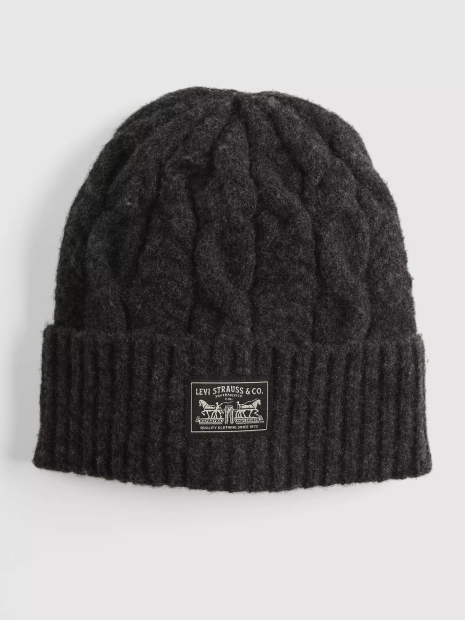 Вязаная шапка бини Levi's с логотипом 1159859649 (Серый One size)