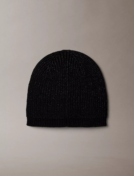 Женская вязаная шапка Calvin Klein с блеском 1159859905 (Черный One size)