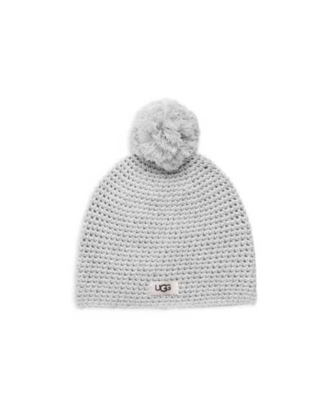 Вязаная шапка UGG с помпоном 1159860544 (Серый One size)