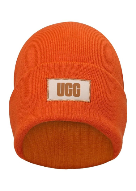 Вязаная шапка-бини UGG с логотипом 1159861612 (Оранжевый One size)