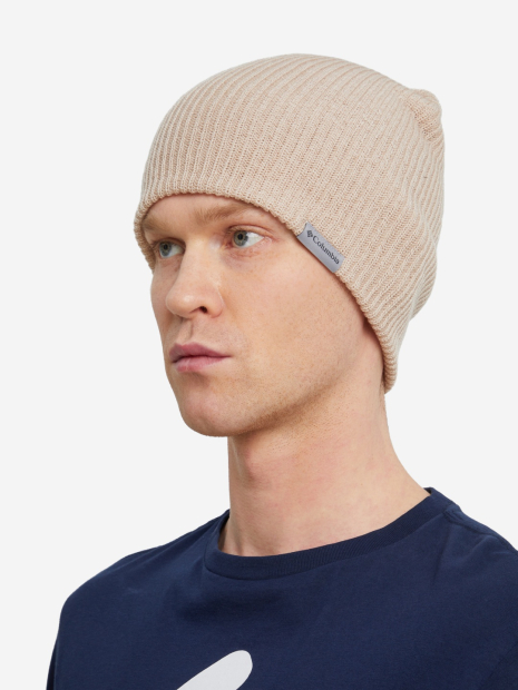 Тепла трикотажна шапка біні Columbia з логотипом 1159863890 (Бежевий One size)