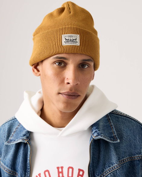 В'язана шапка-біні Levi's з логотипом 1160300460 (Коричневий One size)
