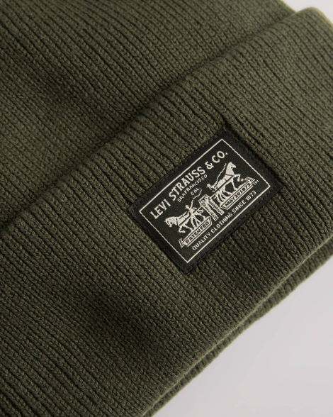 Вязаная шапка-бини Levi's с логотипом 1160301552 (Зеленый One size)