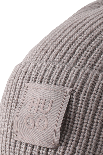 В'язана шапка HUGO by Hugo Boss з логотипом 1160485185 (Сірий One size)