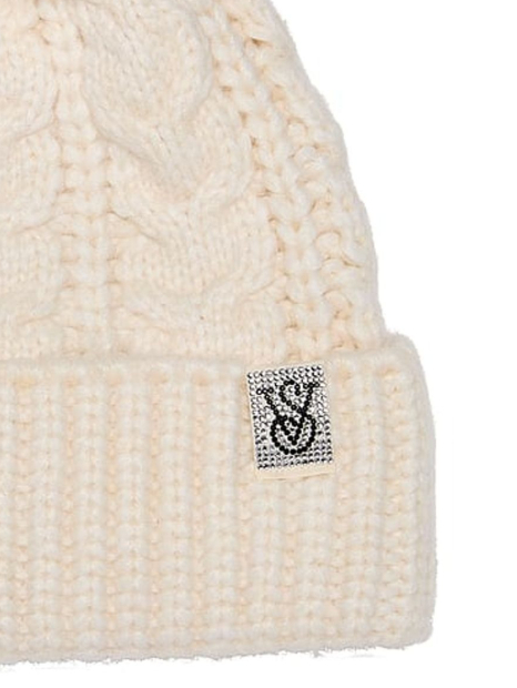 В'язана шапка Victorias Secret з помпоном 1160523259 (Молочний One size)