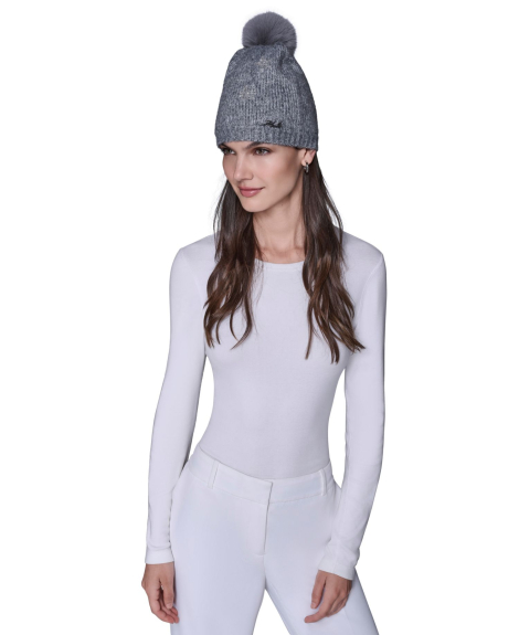 Женская шапка-бини Karl Lagerfeld Paris с помпоном 1161837578 (Серый One size)