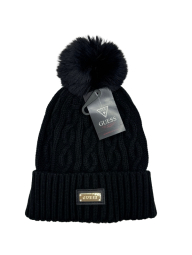 Женская вязаная шапка Guess с помпоном 1159844191 (Черный One size)