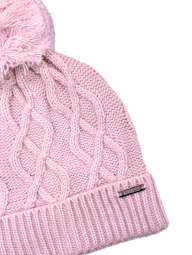 Женская вязаная шапка Guess с помпоном 1159844194 (Розовый One size)