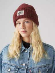 Вязаная шапка бини Levi's с логотипом 1159852846 (Бордовый One size)