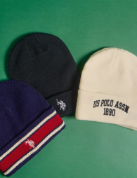 Вязанная шапка бини U.S. Polo Assn с вышитым логотипом 1159853058 (Синий One size)