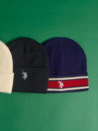 Вязанная шапка бини U.S. Polo Assn с вышитым логотипом 1159853058 (Синий One size)