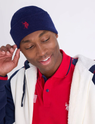 Шапка бини U.S. Polo Assn с вышитым логотипом 1159853062 (Синий One size)