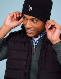 Шапка бини U.S. Polo Assn с вышитым логотипом 1159853074 (Черный One size)