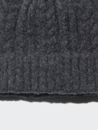 Вязаная шапка с помпоном UNIQLO из пряжи Souffle 1159855749 (Серый One size)