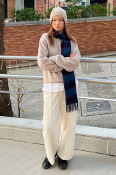 Вязаная шапка из пряжи Soufflé UNIQLO 1159856017 (Бежевый One size)