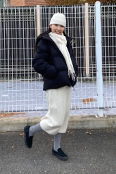 Вязаная шапка из пряжи Soufflé UNIQLO 1159856103 (Молочный One size)