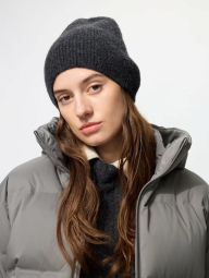 В'язана шапка UNIQLO 1159856514 (Сірий One size)