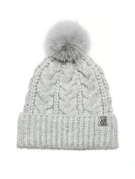 Вязаная шапка Victorias Secret с помпоном 1159858849 (Серый One size)