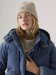 Вязаная шапка бини Levi's с логотипом 1159859648 (Бежевый One size)