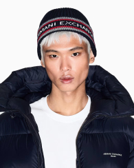 В'язана шапка-біні Armani Exchange 1161844342 (Синій One size)
