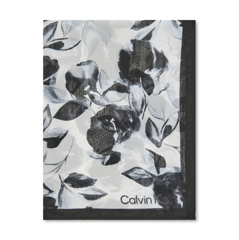 Легкий шарф из шифона Calvin Klein с цветочным узором 1159852297 (Черный/Серый One size)