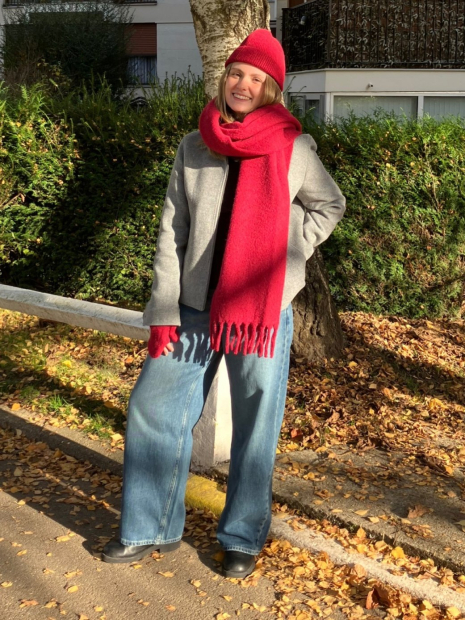 Теплый шарф Uniqlo Souffle 1159857637 (Красный One size)