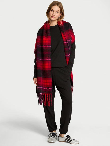 Теплый женский шарф Victoria's Secret 1159857749 (Красный One size)