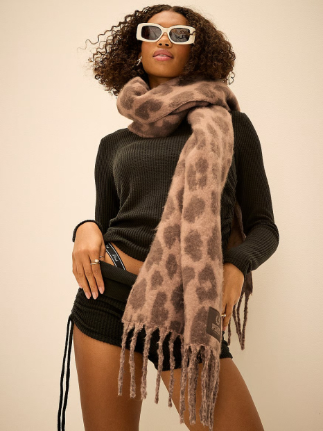 Теплий жіночий шарф Victoria's Secret Pink із принтом 1159858717 (Леопардовий One size)