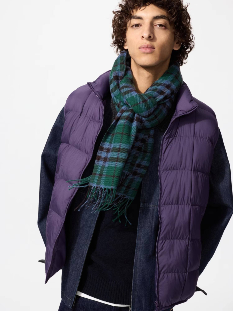 Шарф HEATTECH Uniqlo з принтом у клітку 1159859496 (Зелений One size)