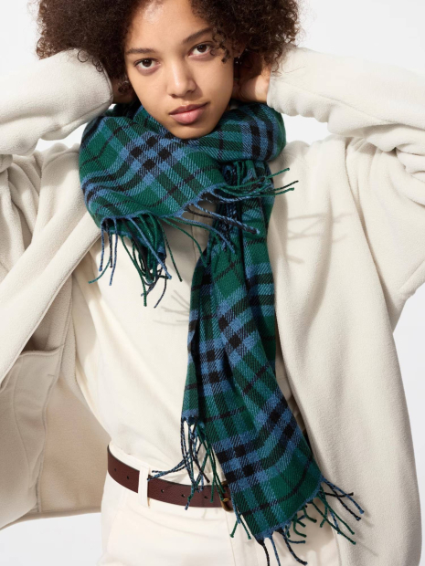 Шарф HEATTECH Uniqlo з принтом у клітку 1159859496 (Зелений One size)