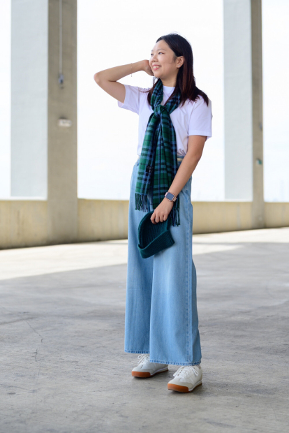 Шарф HEATTECH Uniqlo з принтом у клітку 1159859496 (Зелений One size)