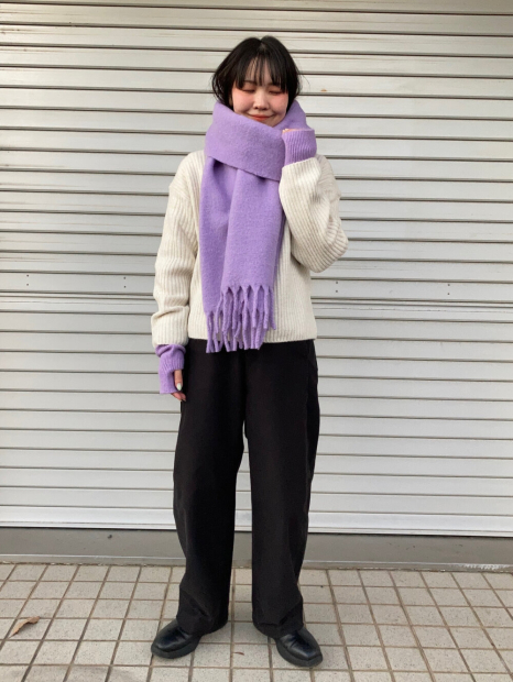 Теплый шарф Uniqlo Soufflé 1159859774 (Сиреневый One size)