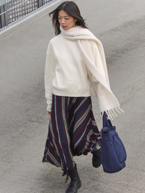 Теплый шарф Uniqlo Soufflé 1159860230 (Молочный One size)