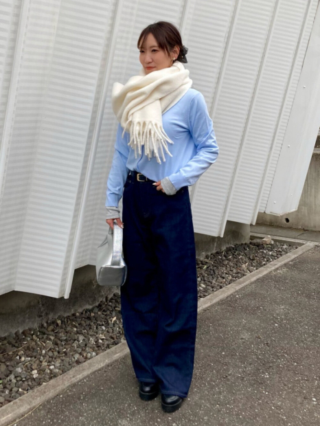 Теплый шарф Uniqlo Soufflé 1159860230 (Молочный One size)