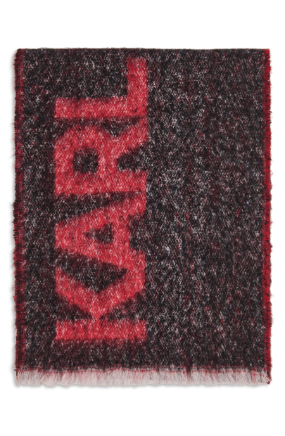 Пушистый шарф Karl Lagerfeld Paris с логотипом 1159861493 (Черный/Красный One size)