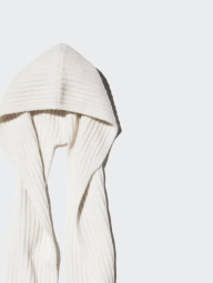 В'язаний шарф з капюшоном UNIQLO в рубчик 1159857019 (Молочний One size)