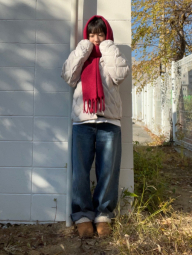 Теплый шарф Uniqlo Souffle 1159857637 (Красный One size)