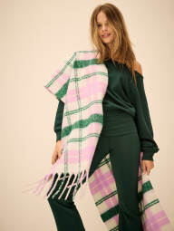 Теплый женский шарф Victoria's Secret Pink в клетку 1159858914 (Розовый/Зеленый One size)
